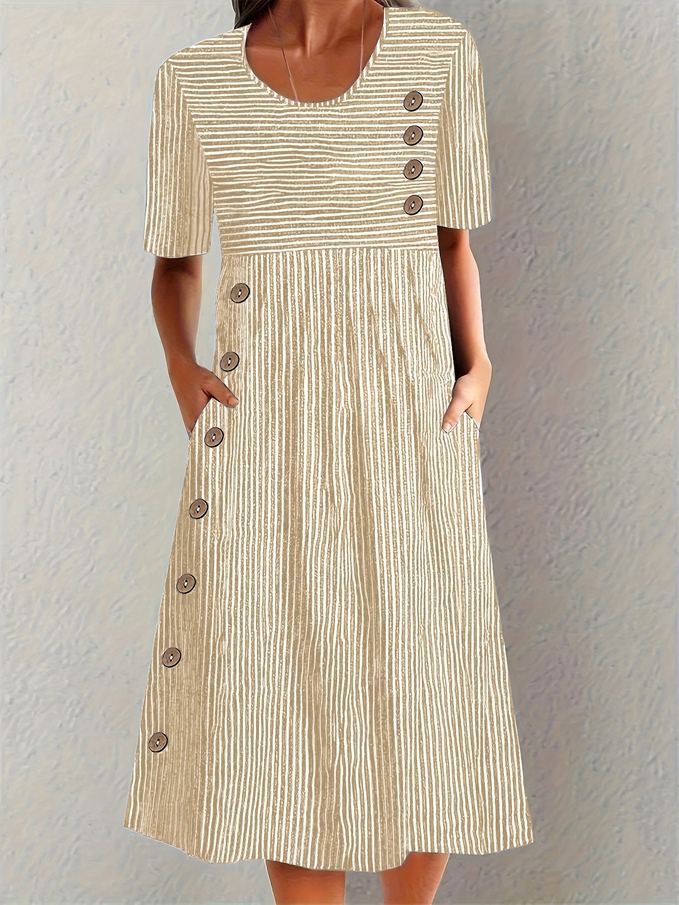 Harper | Striped Button Midi Dress