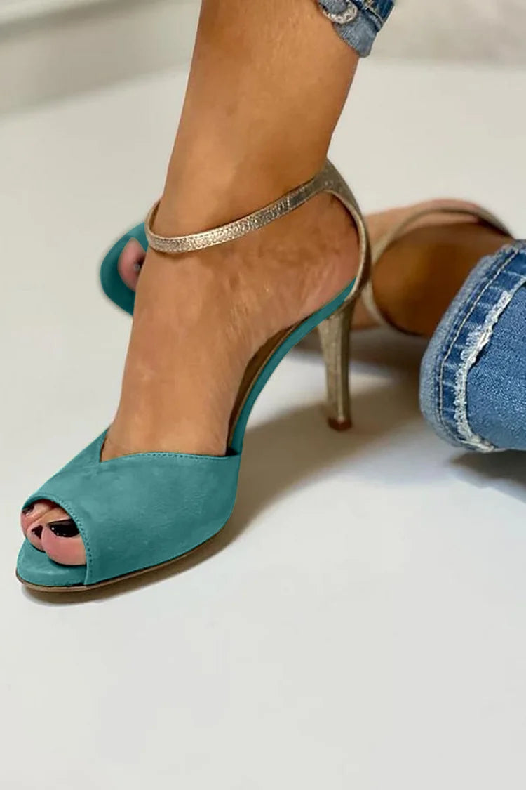 LIV | ZAPATOS DE TACÓN ALTO PEEP-TOE CON CORREA Y CIERRE
