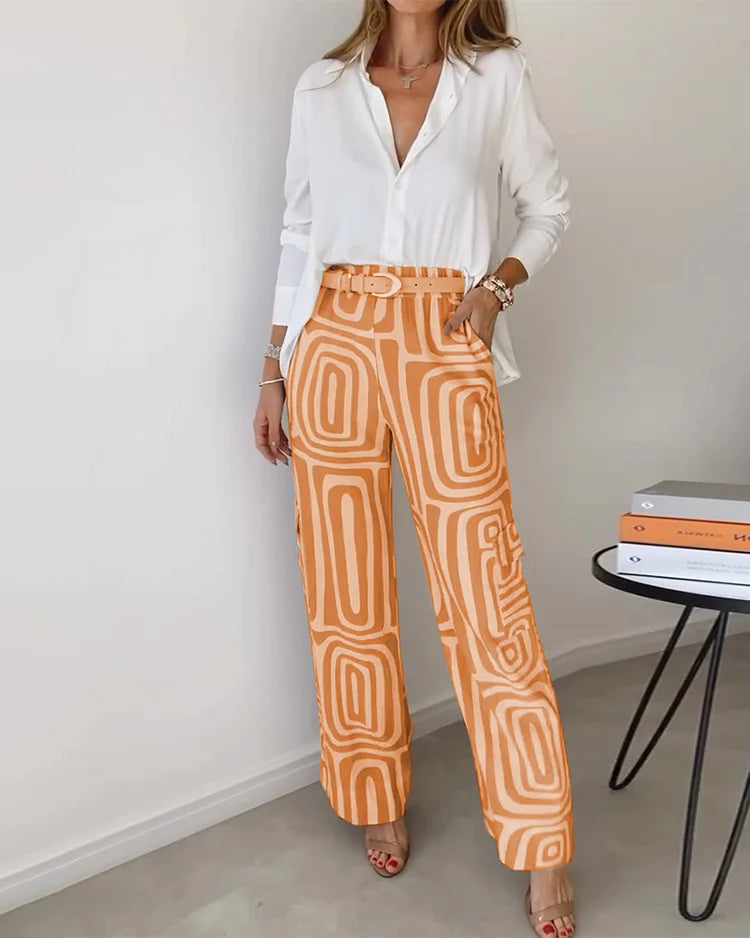 Lydia | Printed Pants Set (FREE Belt)