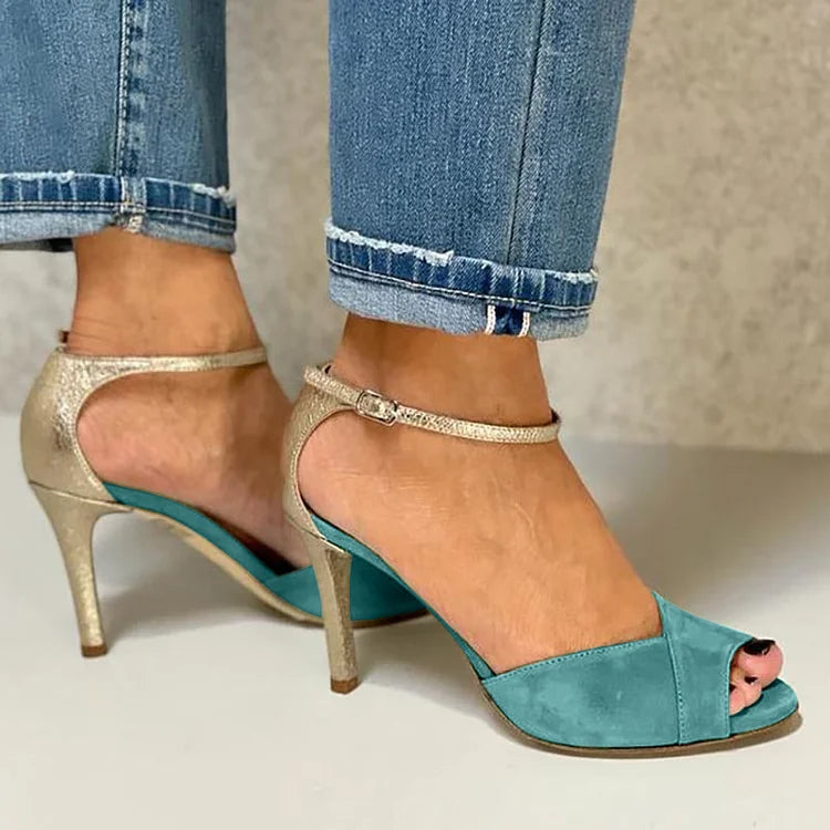 LIV | ZAPATOS DE TACÓN ALTO PEEP-TOE CON CORREA Y CIERRE