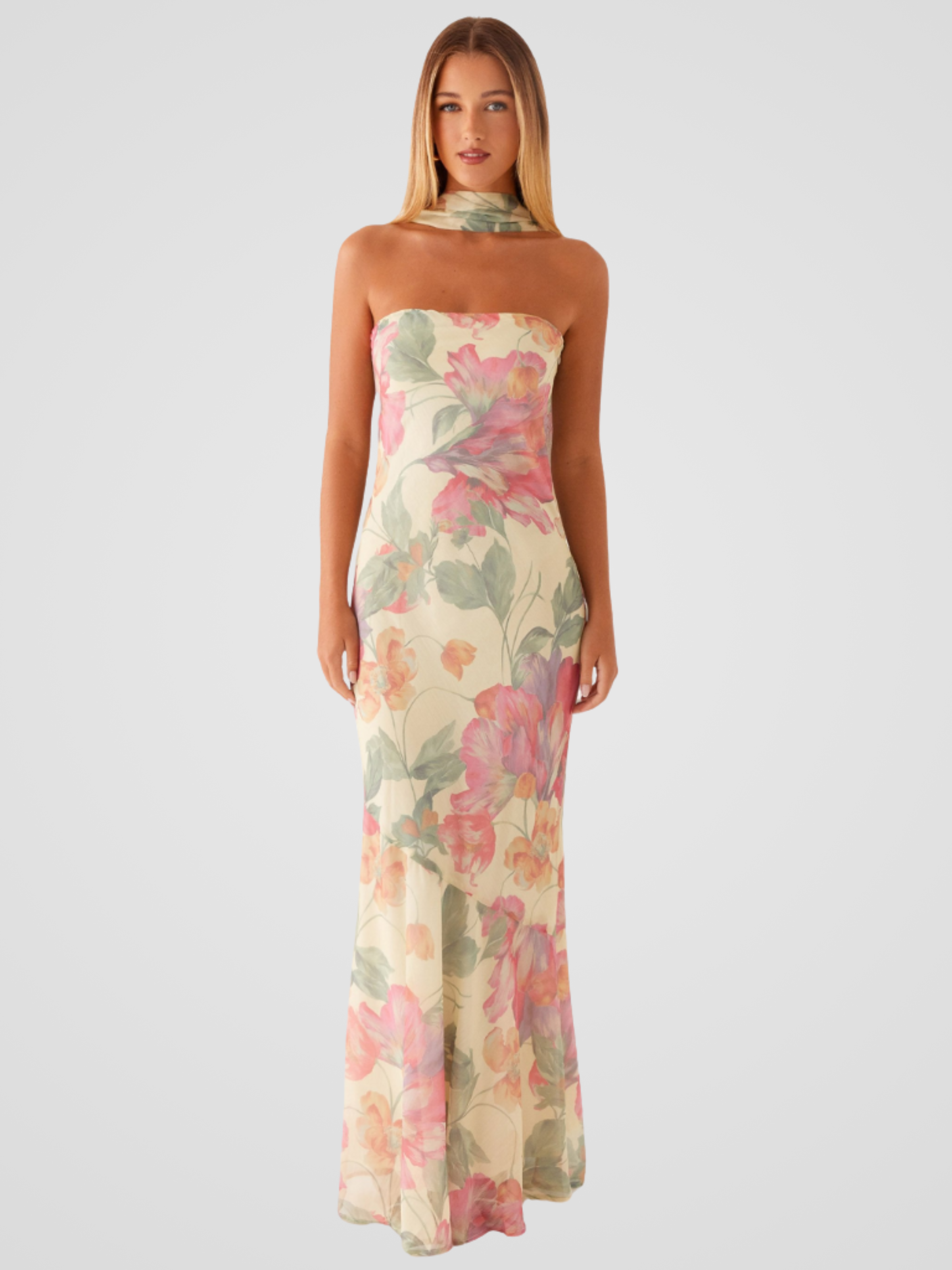 Aperti™ | Vestido Bandeau en Chiffon Floral