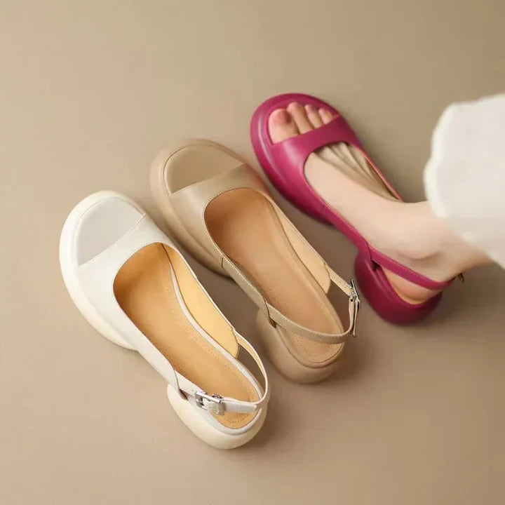 Sandalias Ava Plataforma – Dama Tacón Bajo Punta Abierta Slip-Ons