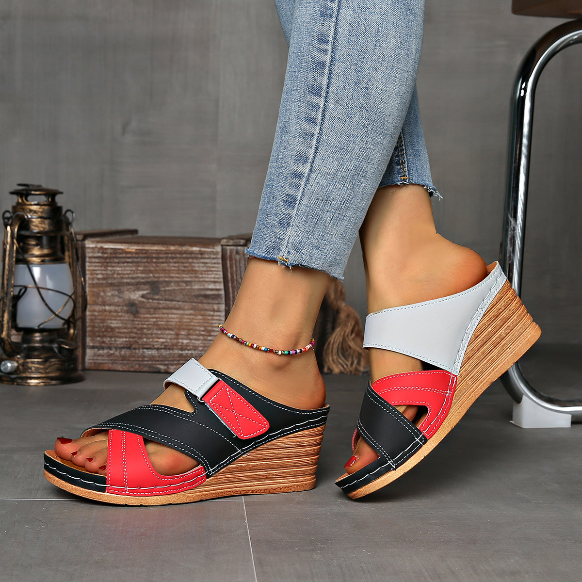 Deslizadores de cuña Marina Colorblock - Sandalias Cómodas