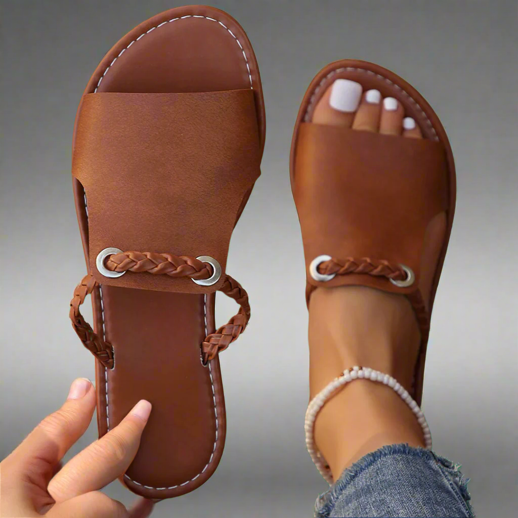 Katelina | Sandalias planas hechas a mano en material premium