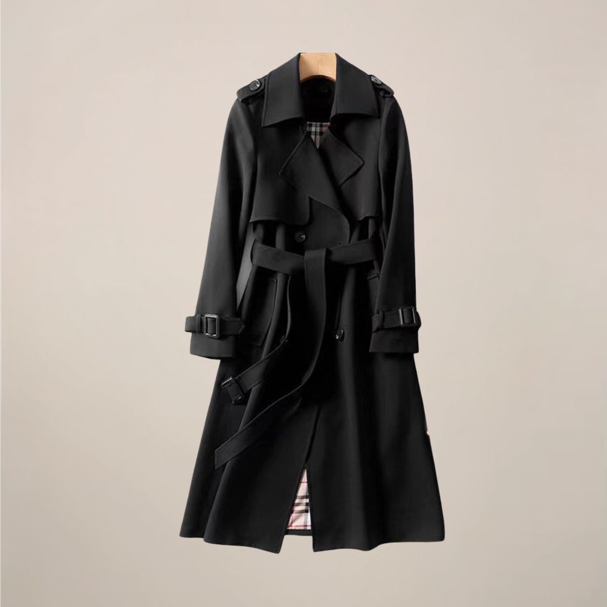 Women's Classic Belted Trench Coat – Stylish Double-Breasted Outerwear