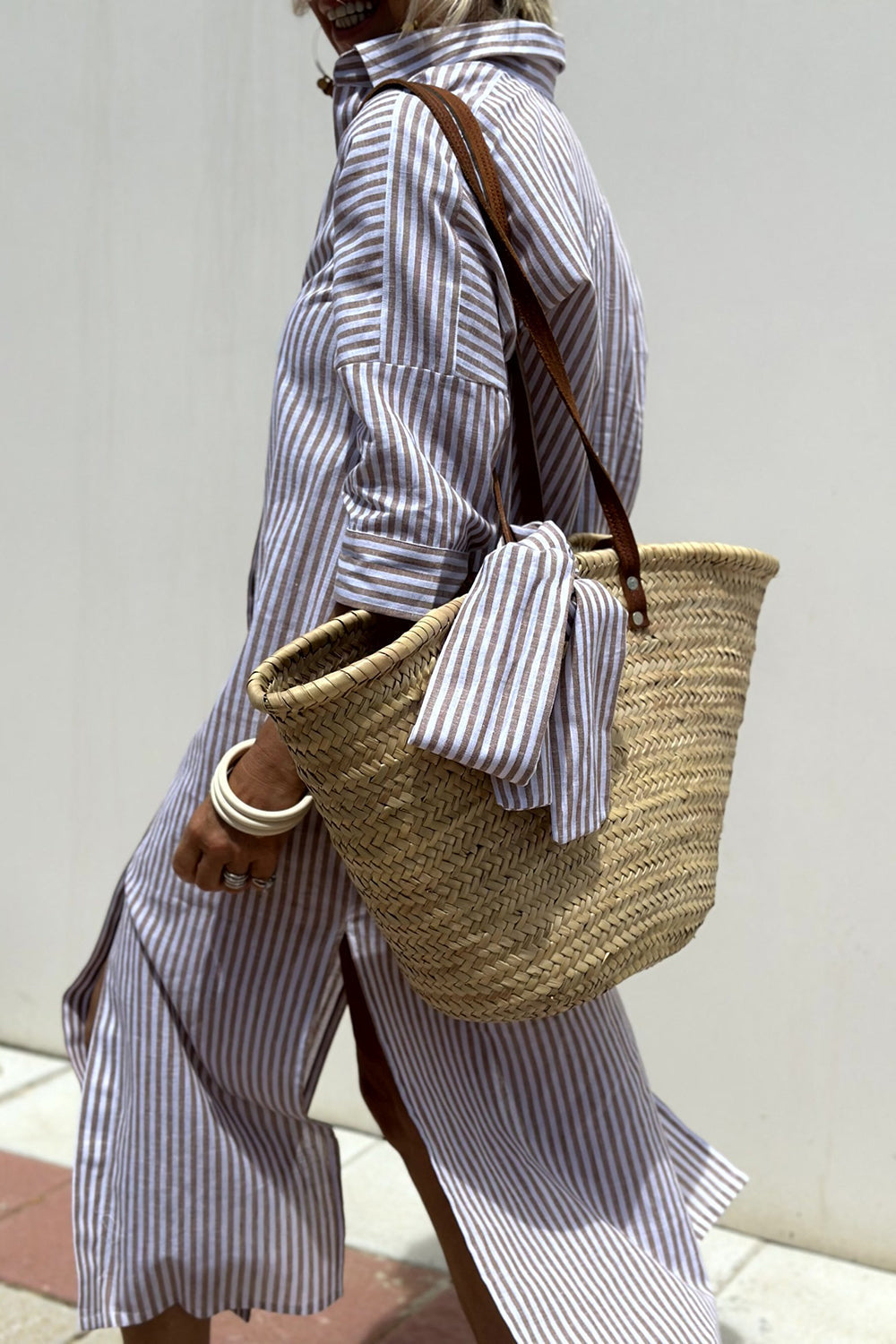 Brielle | Striped Shirt Midi Dress