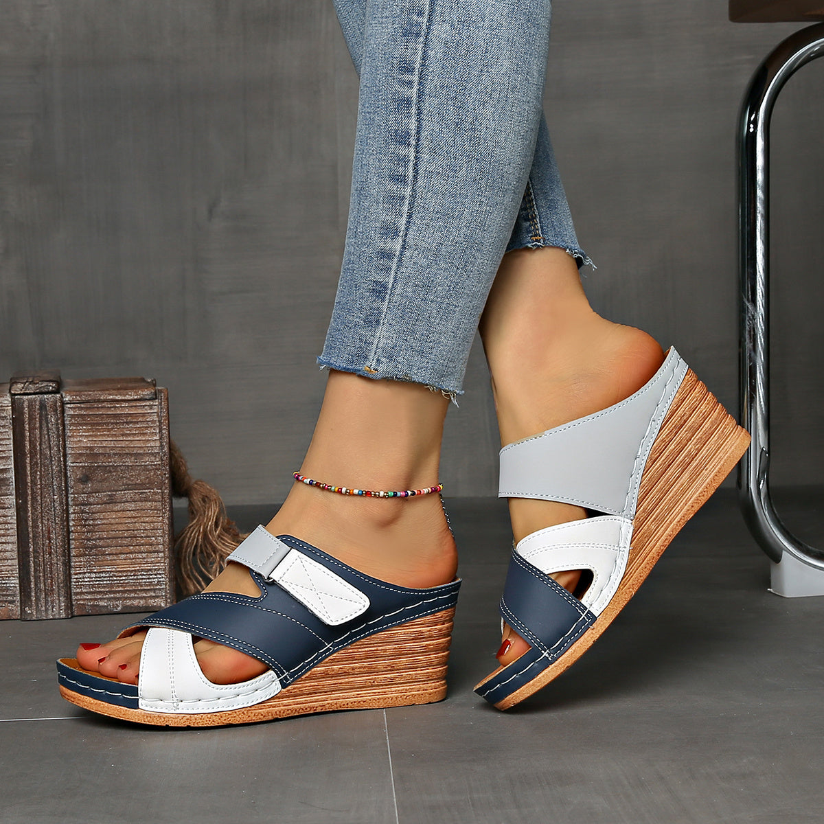 Deslizadores de cuña Marina Colorblock - Sandalias Cómodas