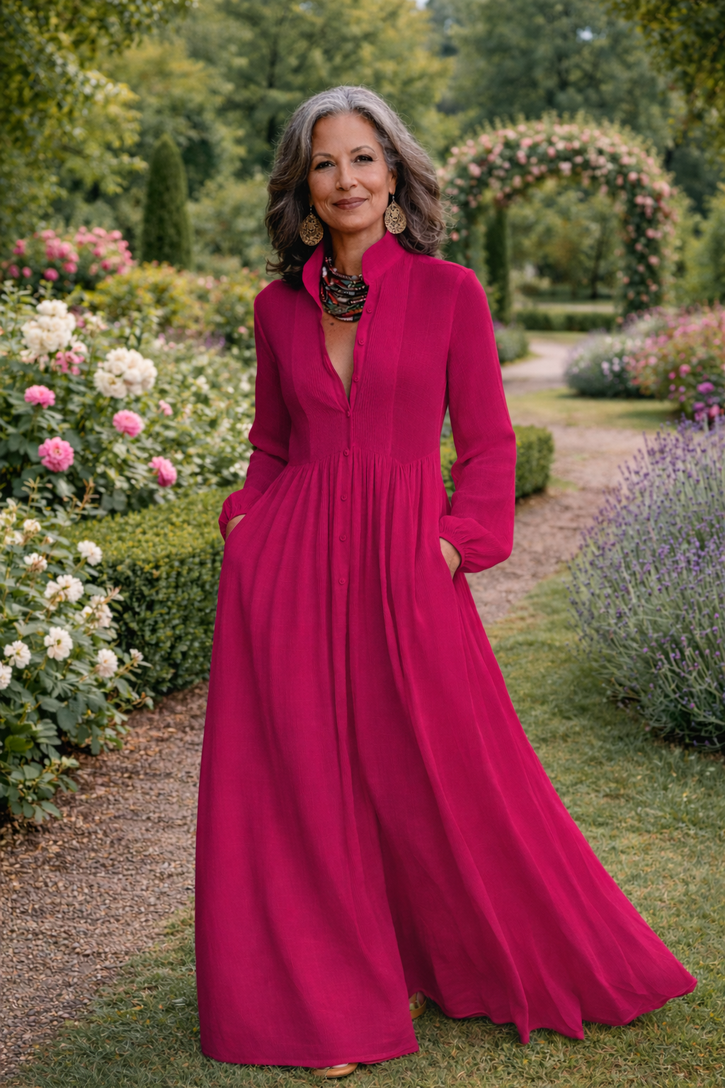 Lauren | Flowing Button-Front Maxi Dress