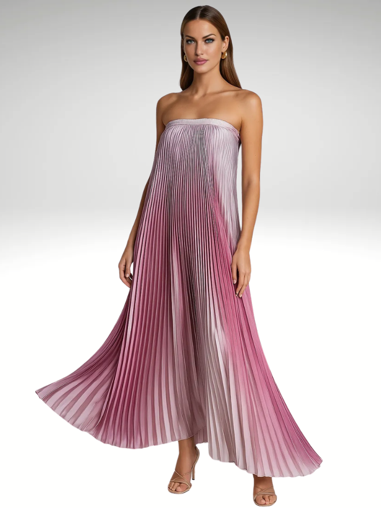 ÉCLAT ROSE - VESTIDO MAXI PLISADO