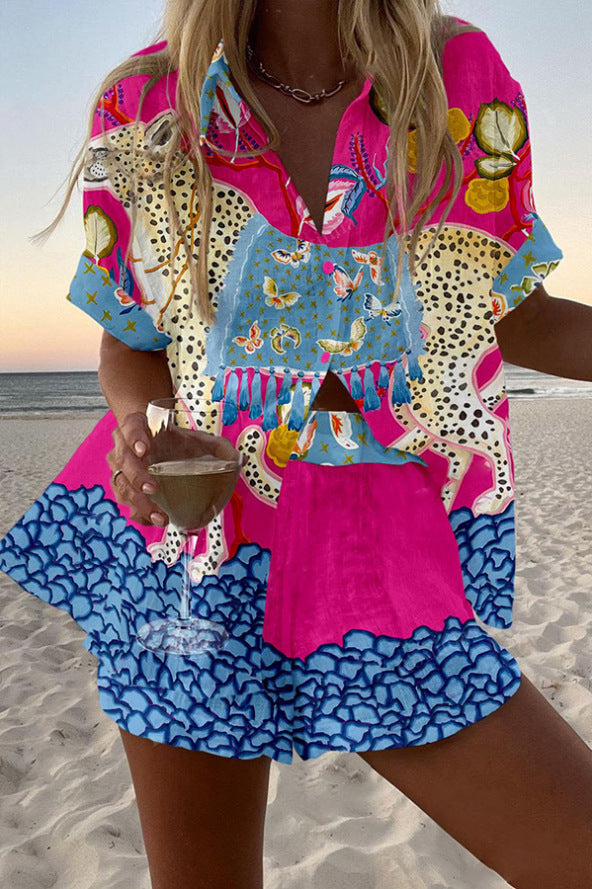 Belina™ | Conjunto de lino corto con estampado de mariposa