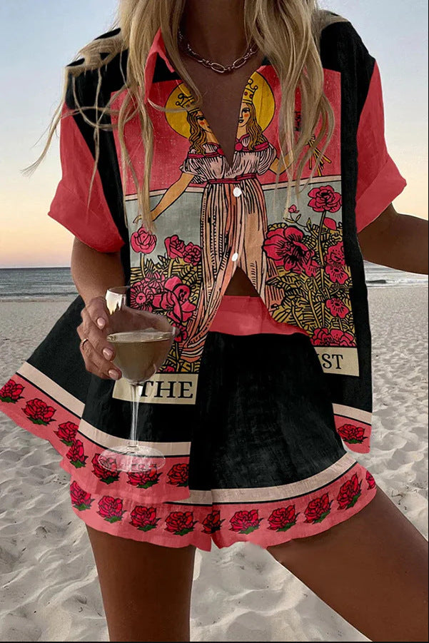 Yseline™ | Conjunto Corto en Lino Rosa Virgen