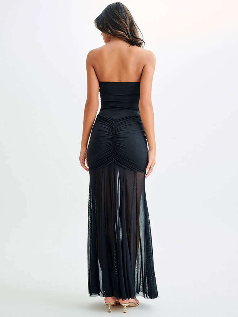 ELEGANTE VESTIDO MAXI SIN HOMBROS