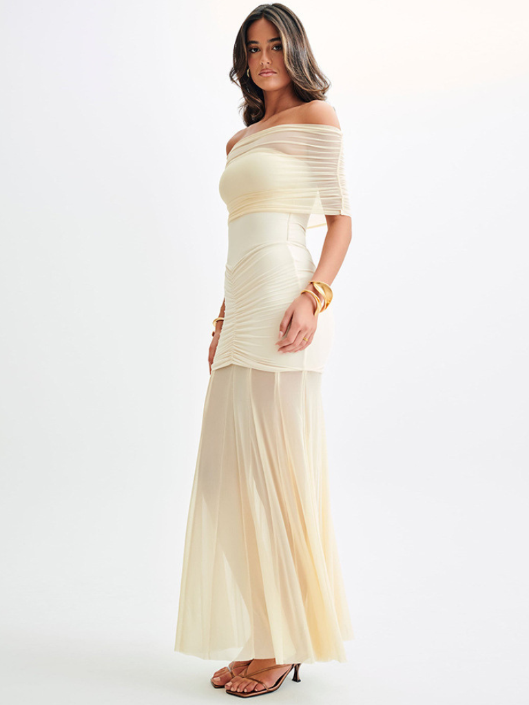 ELEGANTE VESTIDO MAXI SIN HOMBROS