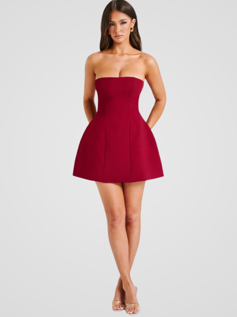 VESTIDO MINI SIN TIRANTES LYXIG