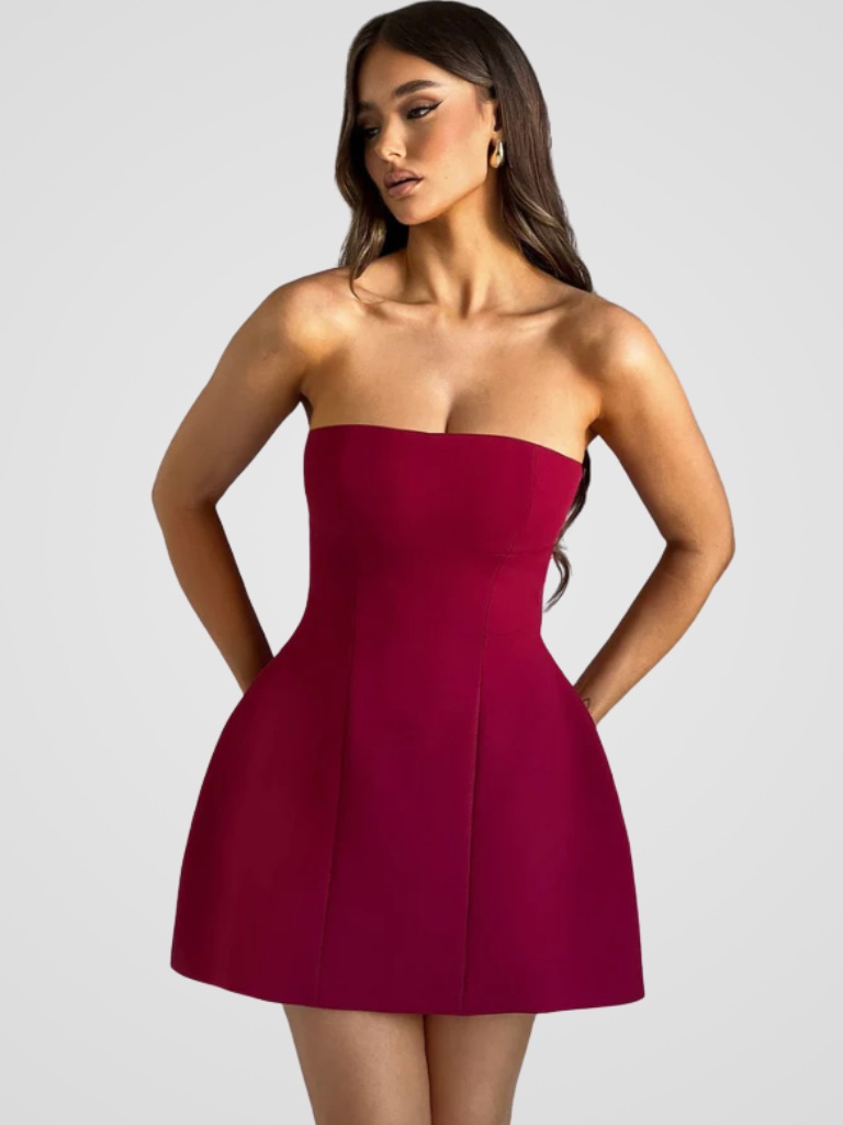 VESTIDO MINI SIN TIRANTES LYXIG