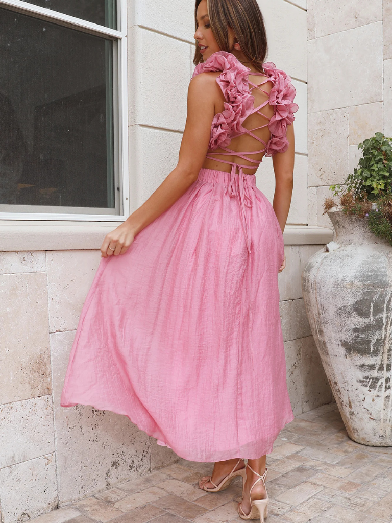 VESTIDO MIDI CON VOLANTES COLETTE