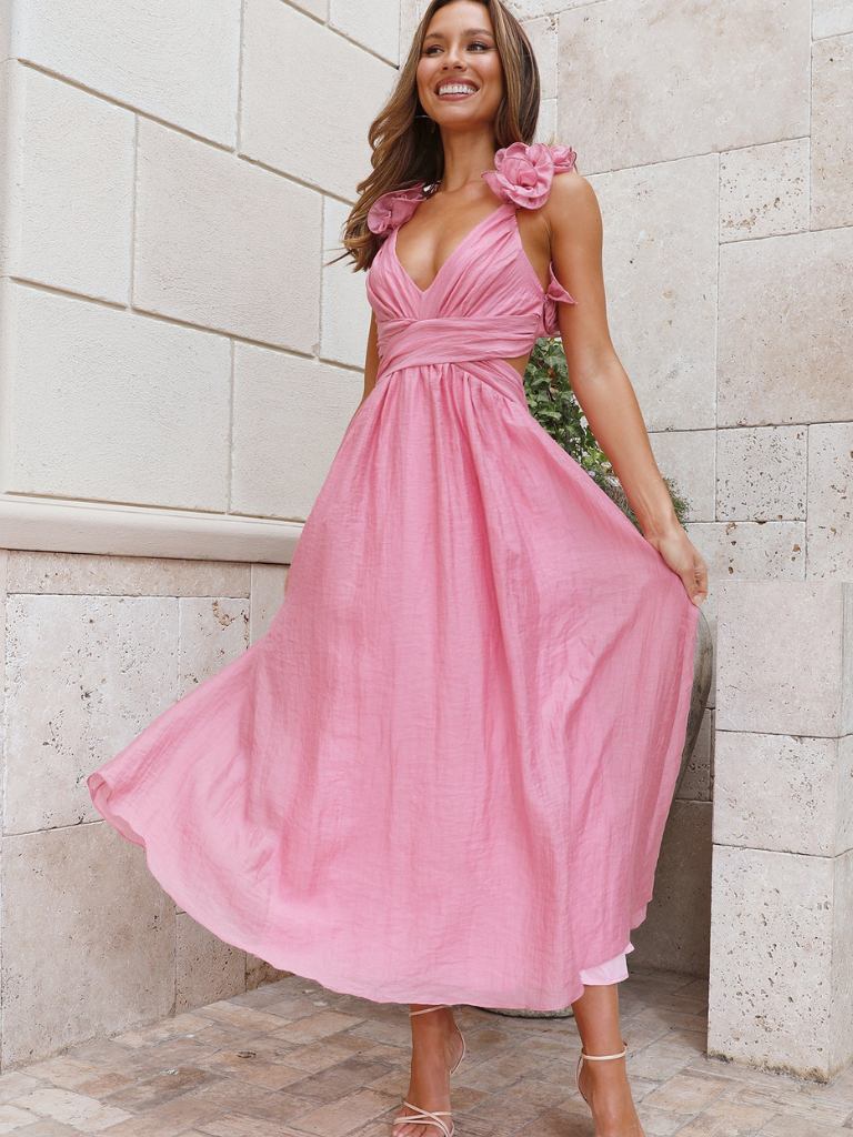 VESTIDO MIDI CON VOLANTES COLETTE