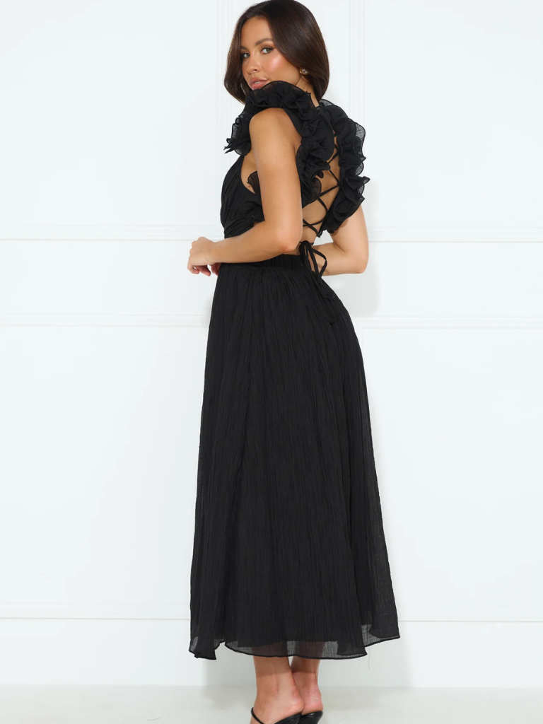 VESTIDO MIDI CON VOLANTES COLETTE