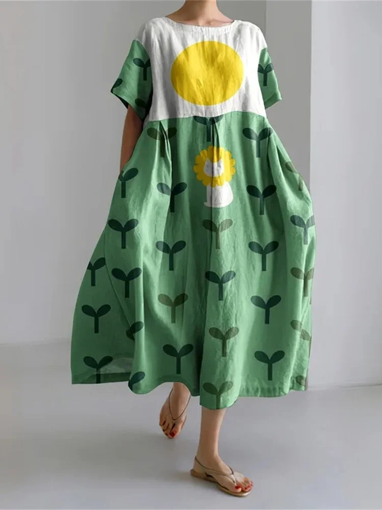 LEERA – VESTIDO LARGO CON ESTAMPADO