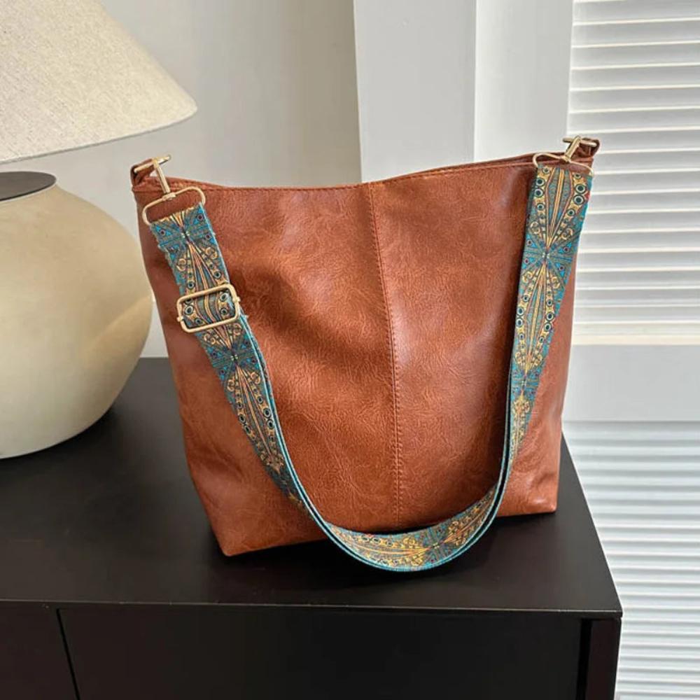 Greta - Bolsa de hombro vintage de piel