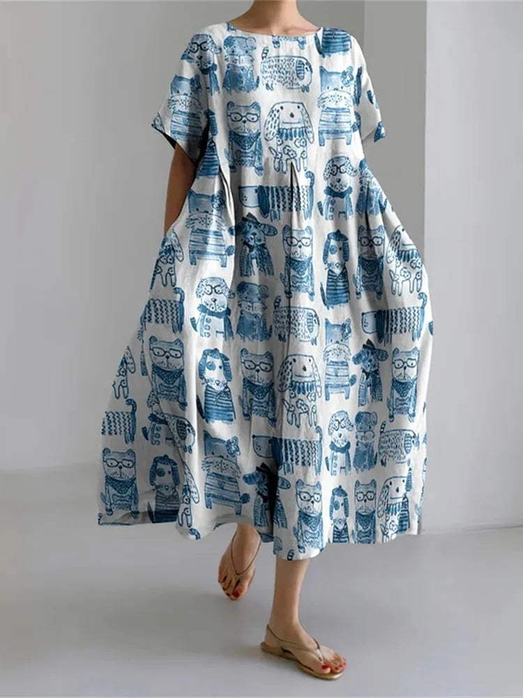 LEERA – VESTIDO LARGO CON ESTAMPADO