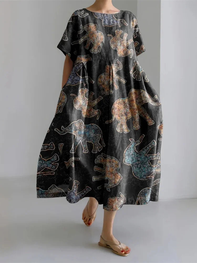 LEERA – VESTIDO LARGO CON ESTAMPADO