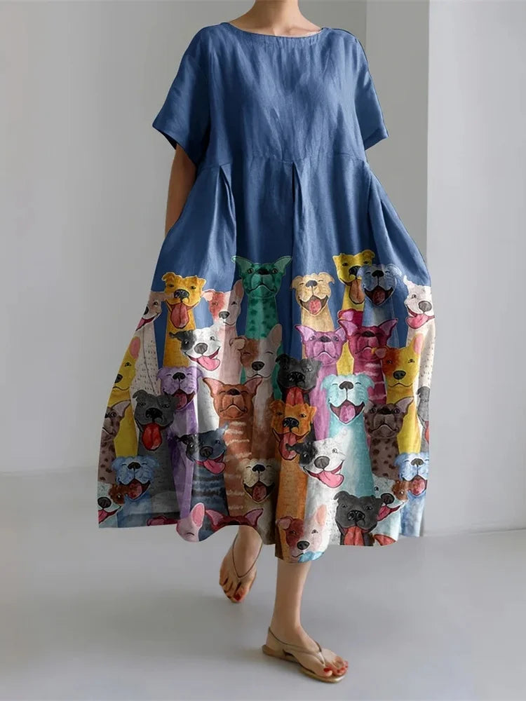 LEERA – VESTIDO LARGO CON ESTAMPADO