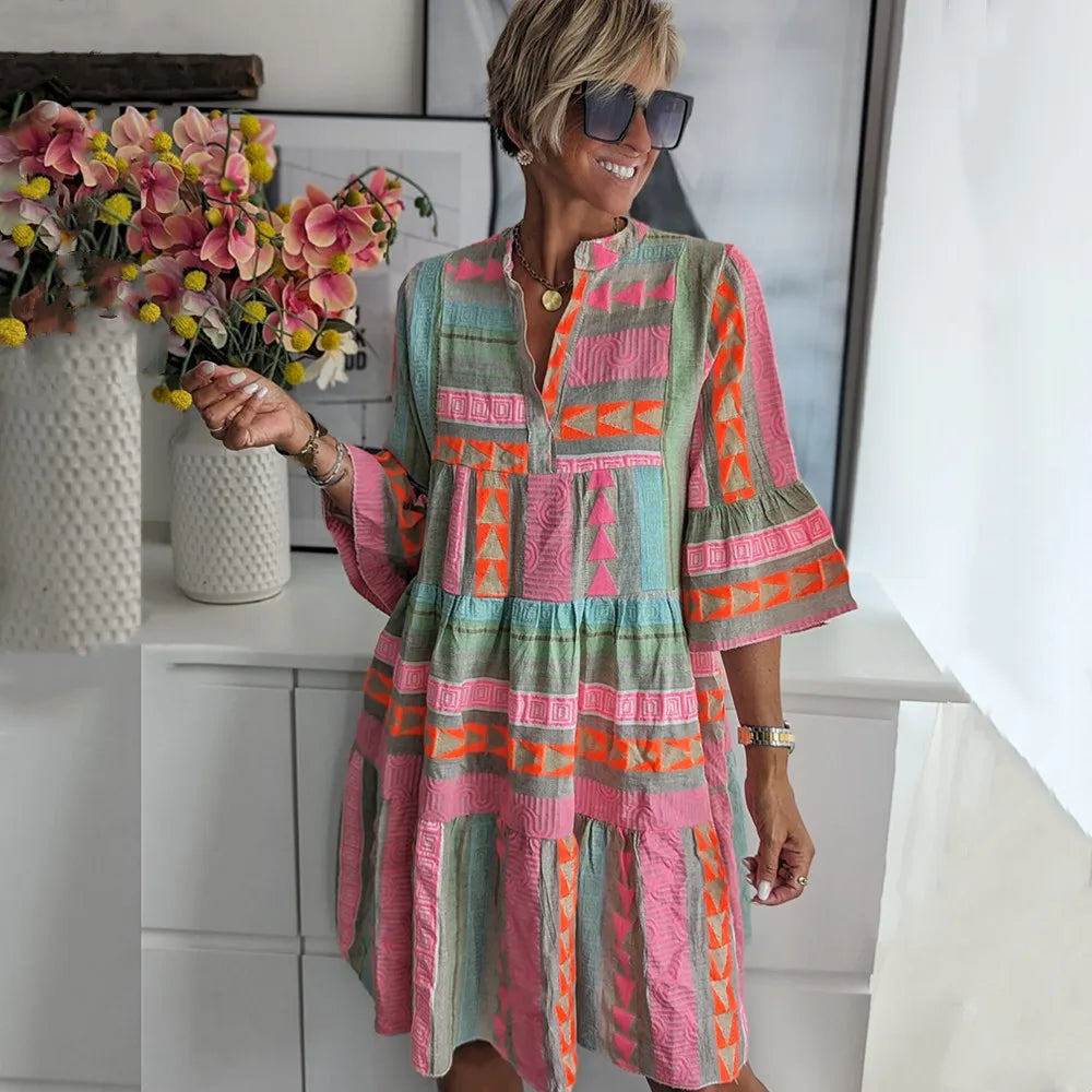 Juliane – Vestido de Swing Boho con Volantes