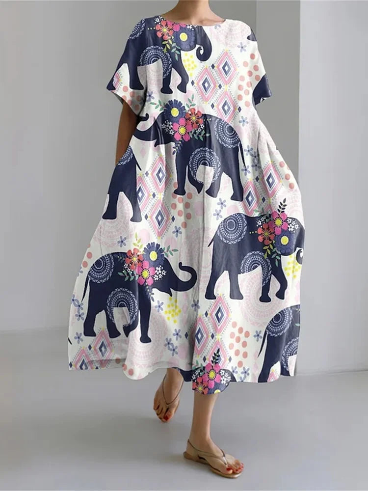 LEERA – VESTIDO LARGO CON ESTAMPADO