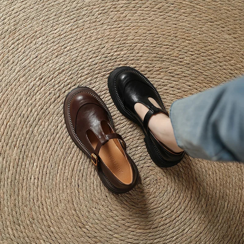 Elena® | Elegantes zapatos Mary Jane de cuero de alta calidad