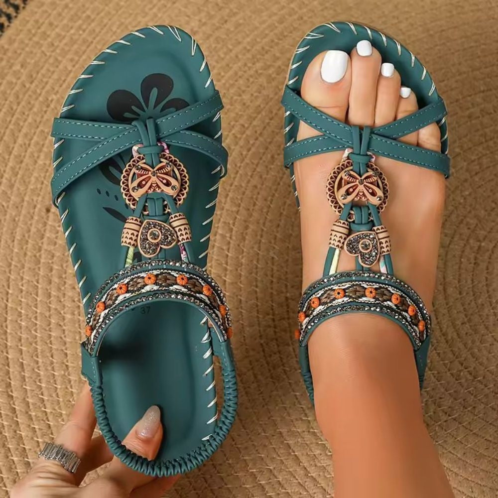 Venezia - Sandalias boho planas ortopédicas para mujeres