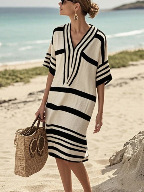 Bella | Striped V-Neck Dress
