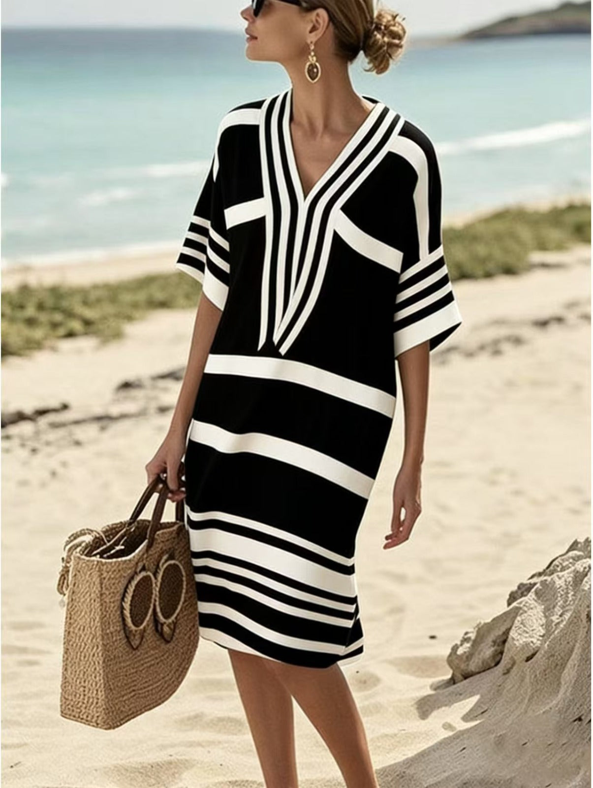 Josephine | Striped V-Neck Dress