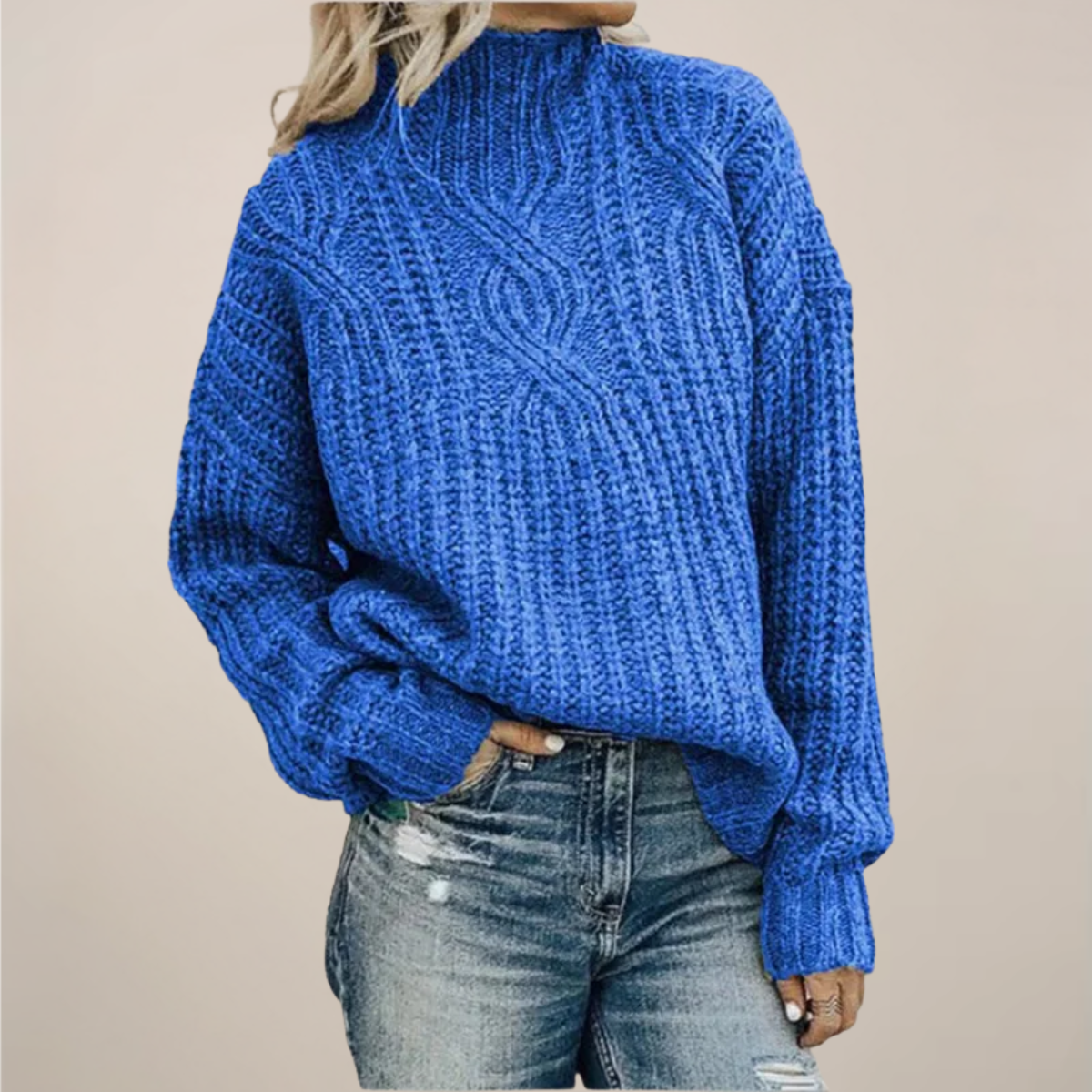 Chic Black Mock Neck Cable Knit Sweater for Any Occasion