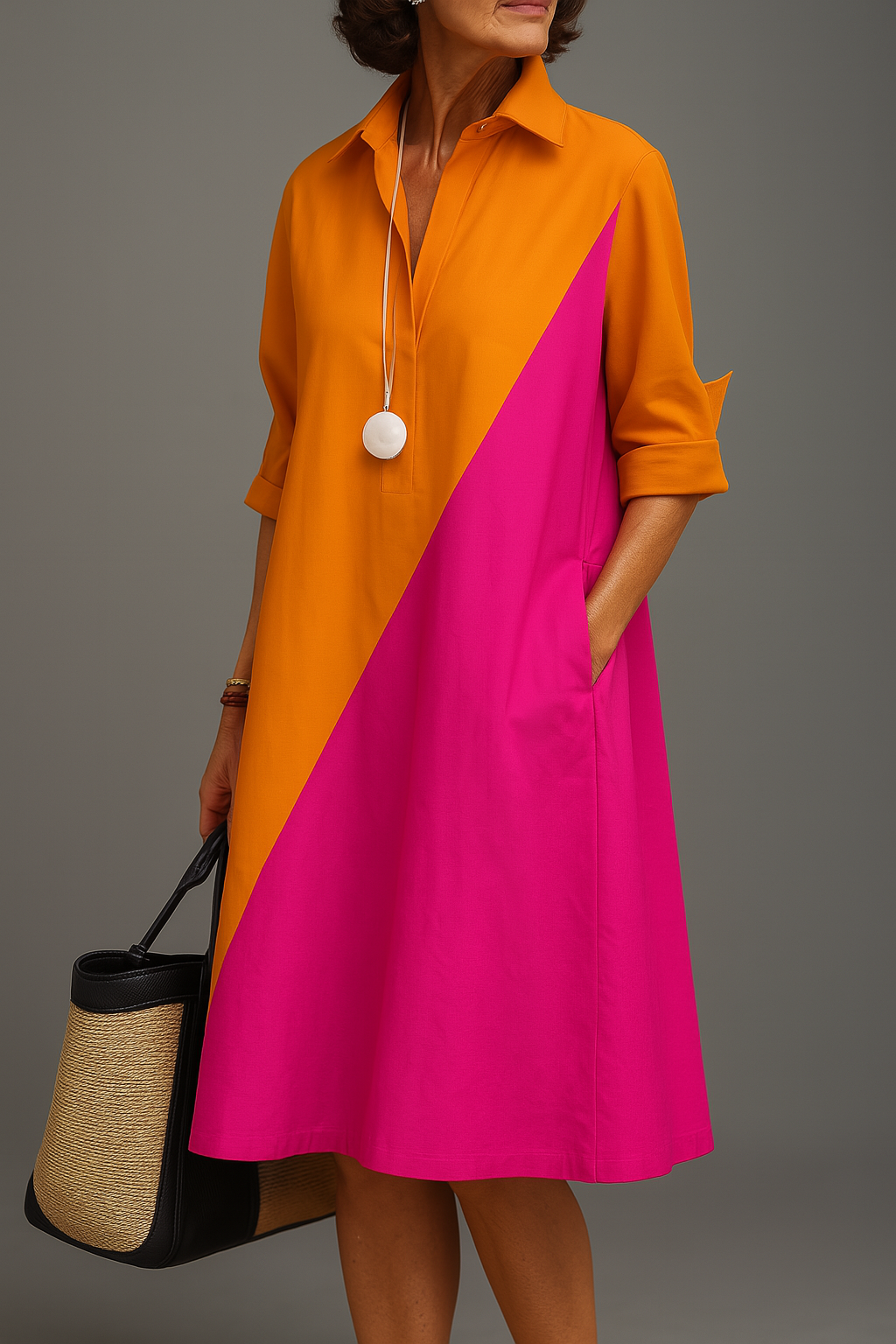 Riley | Colorblock Shirt Dress