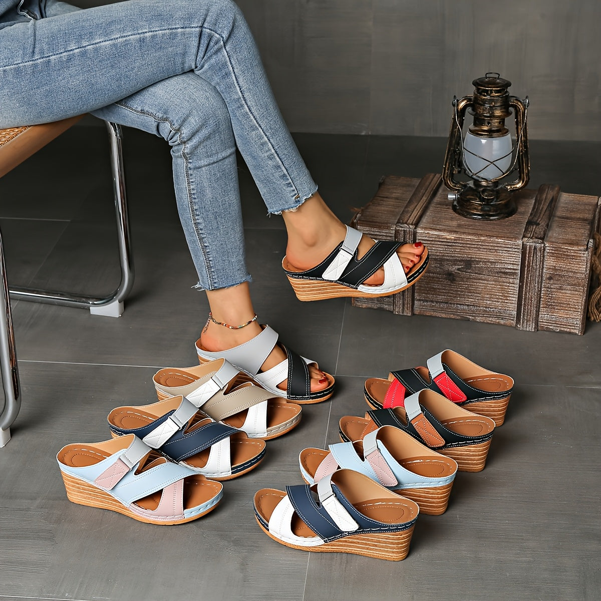 Deslizadores de cuña Marina Colorblock - Sandalias Cómodas