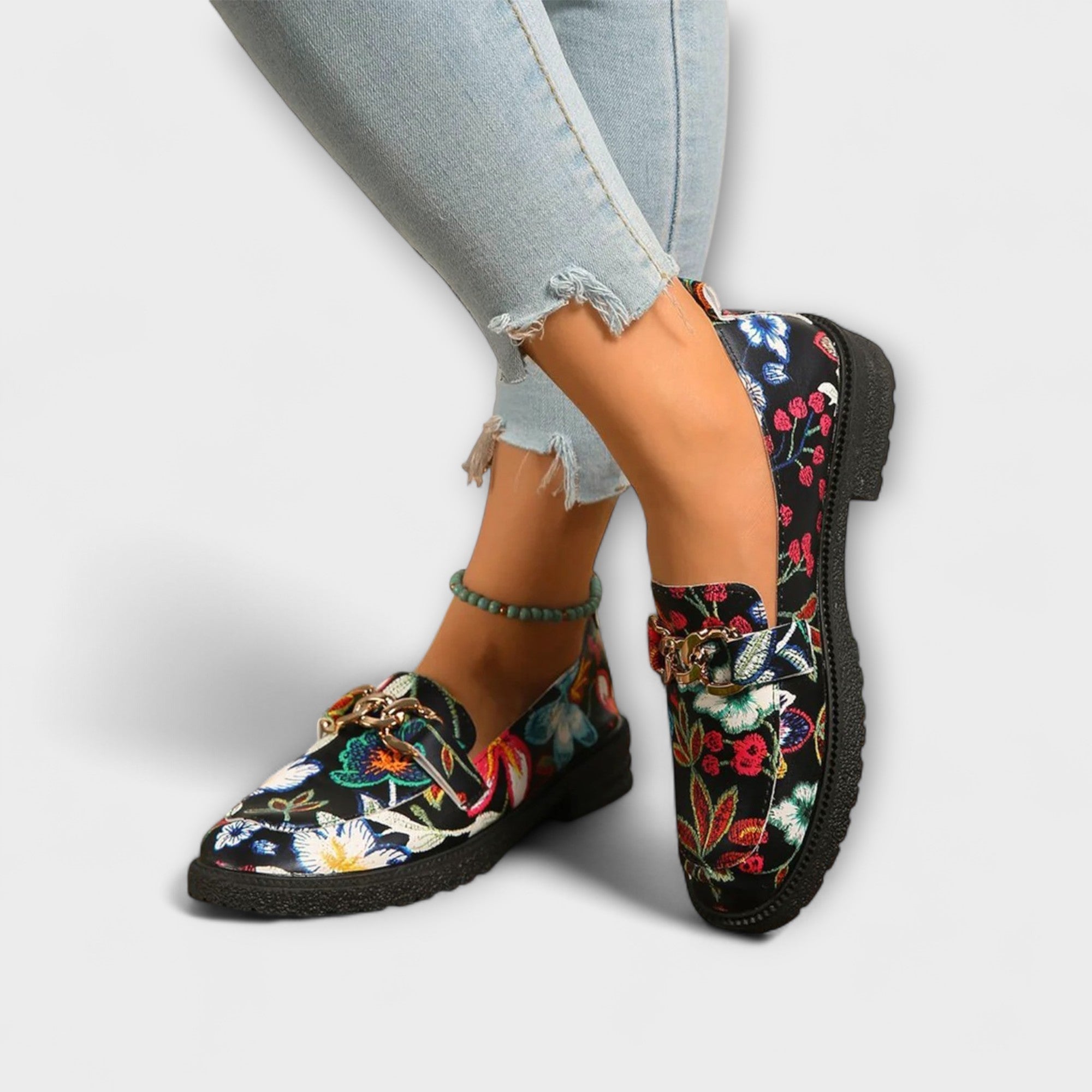 Orla | Mocasines Multicolor con Patrón de Flores