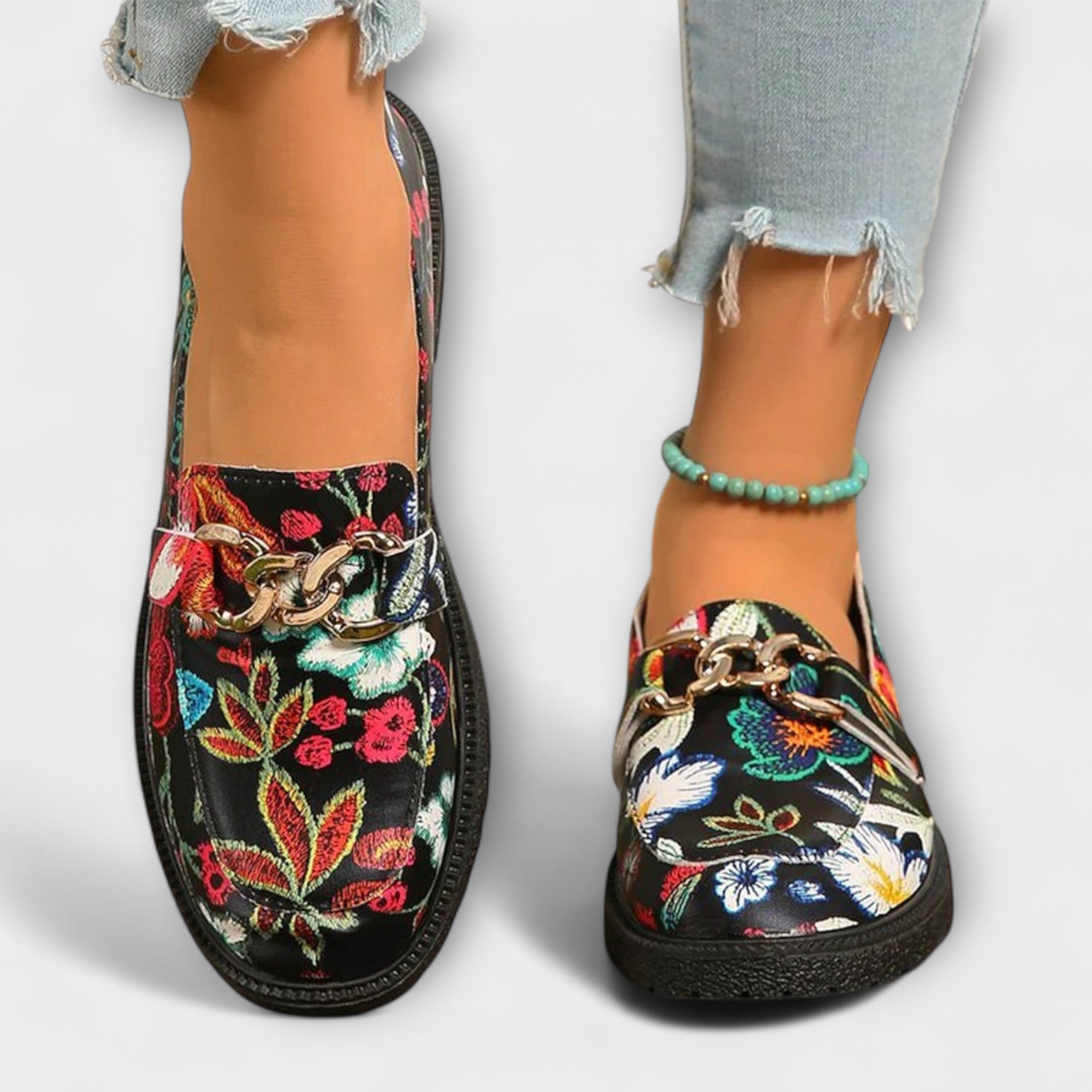 Orla | Mocasines Multicolor con Patrón de Flores