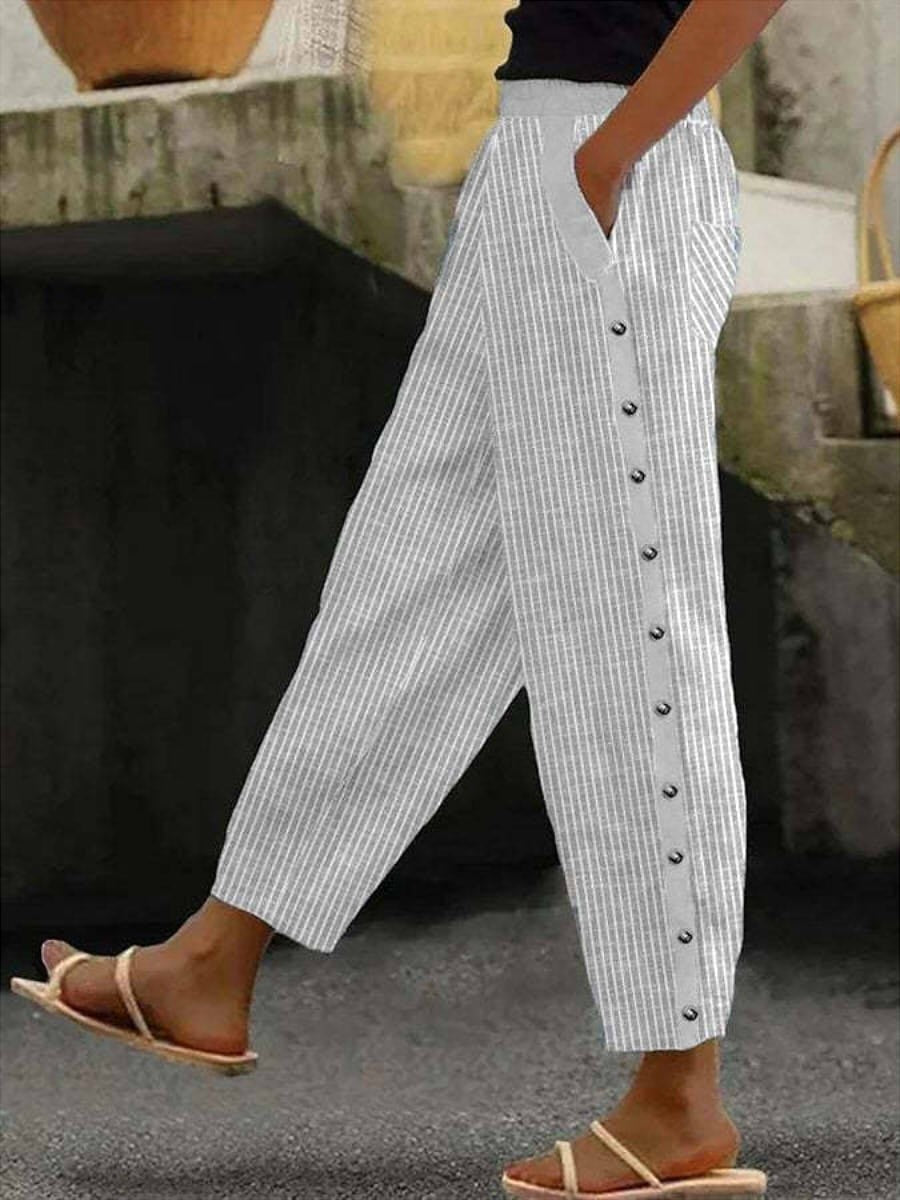 Lorna | Button Stripe Pants