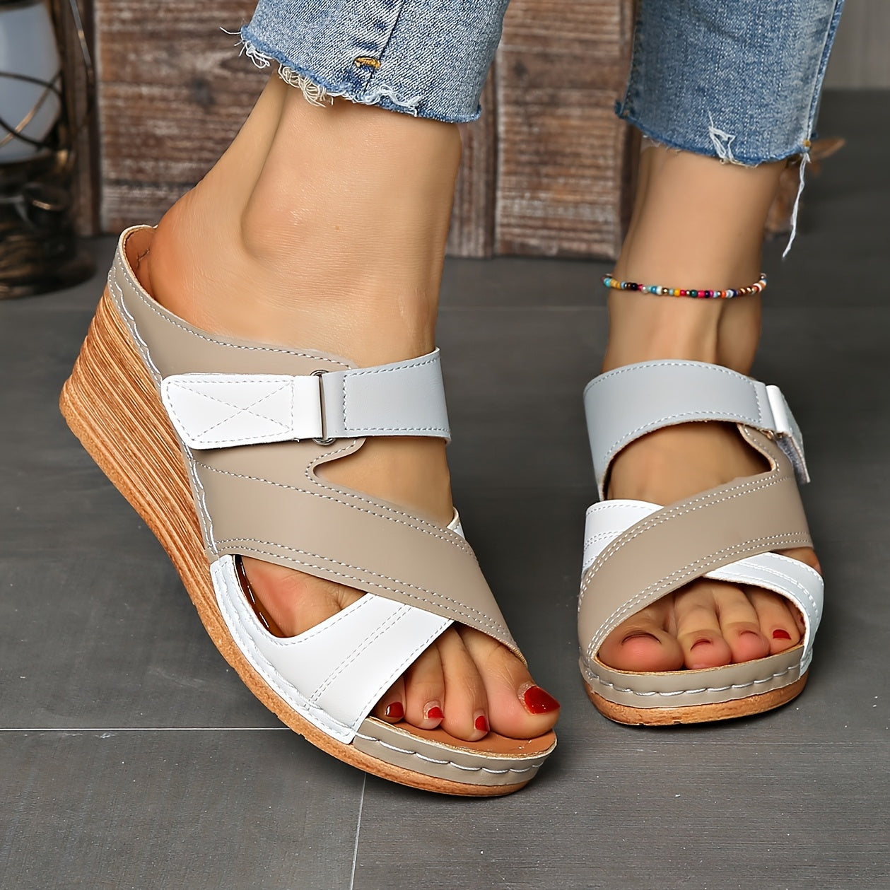 Deslizadores de cuña Marina Colorblock - Sandalias Cómodas