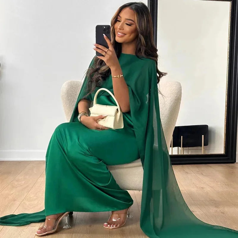Jacklyn | Women Wedding Guest Cape Maxi Dress