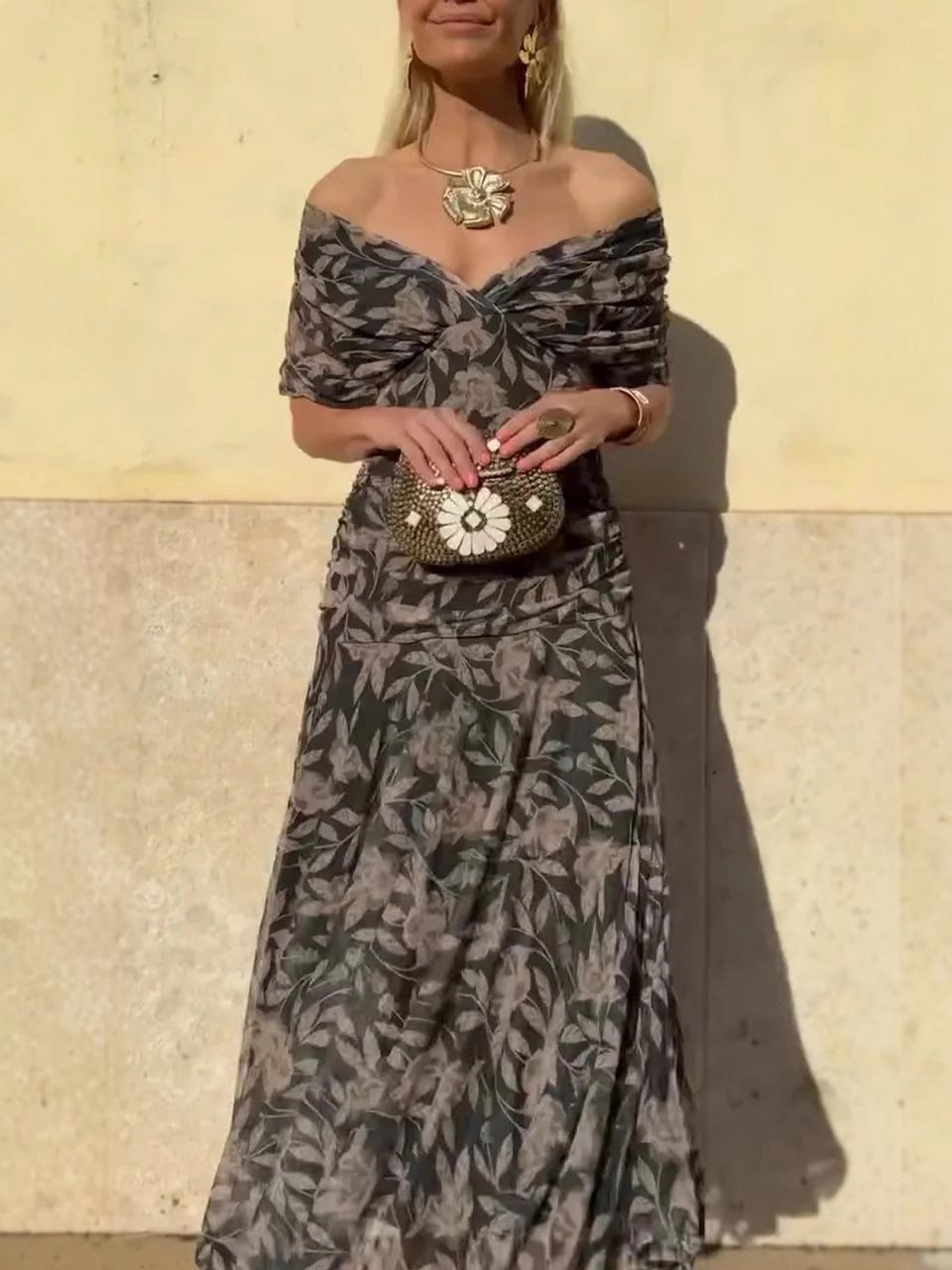 Serena™ | Vestido Largo Floral Off-Shoulder