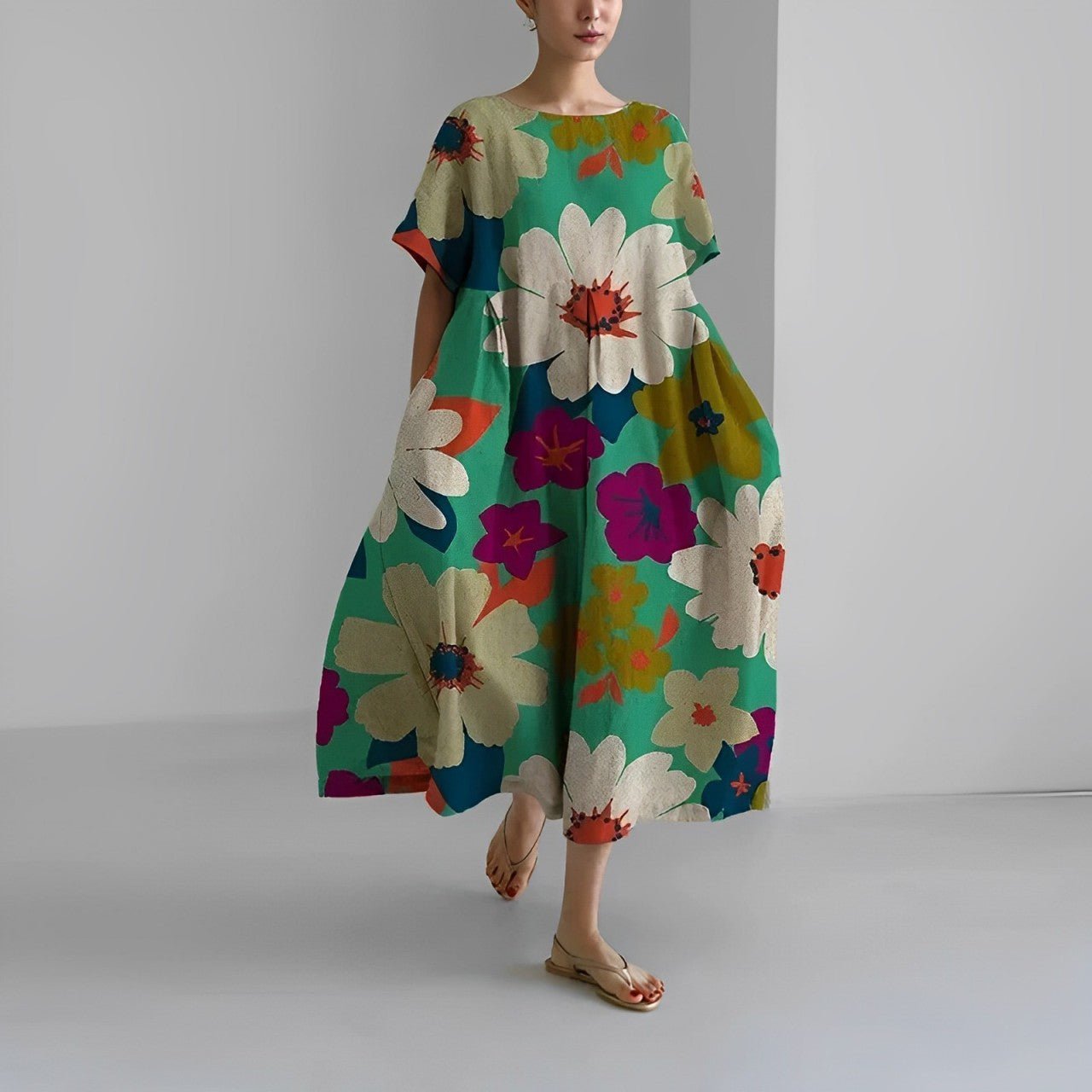 Phoebe | Abstract Flow Floral Dress