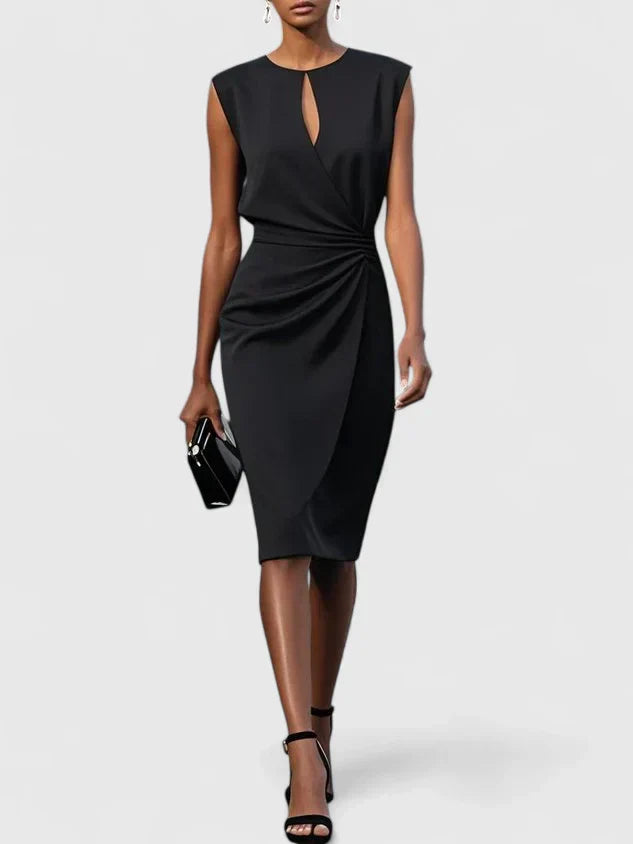 Isabella | Womens Sleeveless Ruched Midi Dress