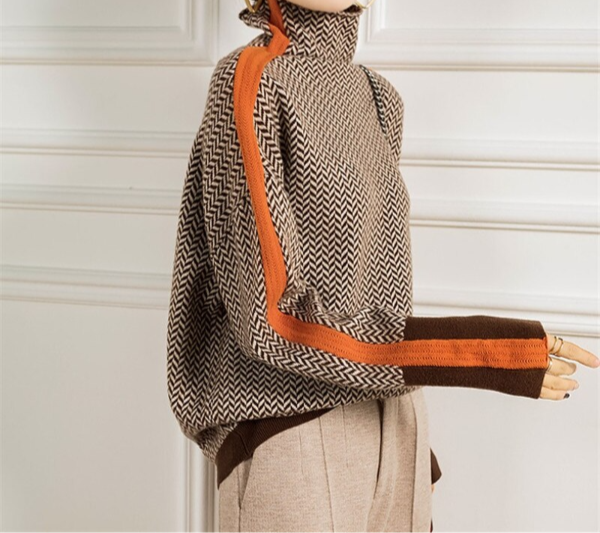 Carol | Contrast Stripe Turtleneck Sweater