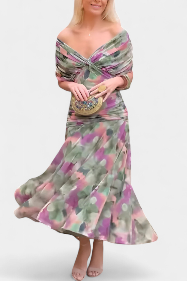 Charlotte | Women’s Off Shoulder Ruched Maxi Dress