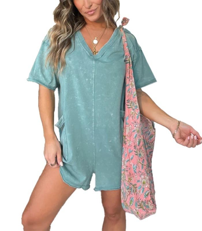 Delaney | Washed Pocket Romper