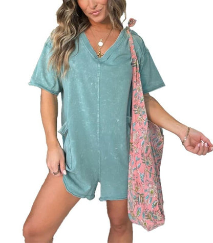 Delaney | Washed Pocket Romper