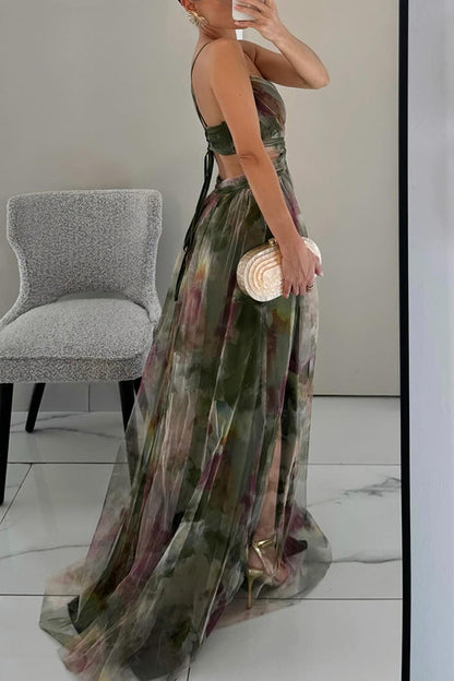 Lily | Women’s Printed Spaghetti Strap Maxi Dress