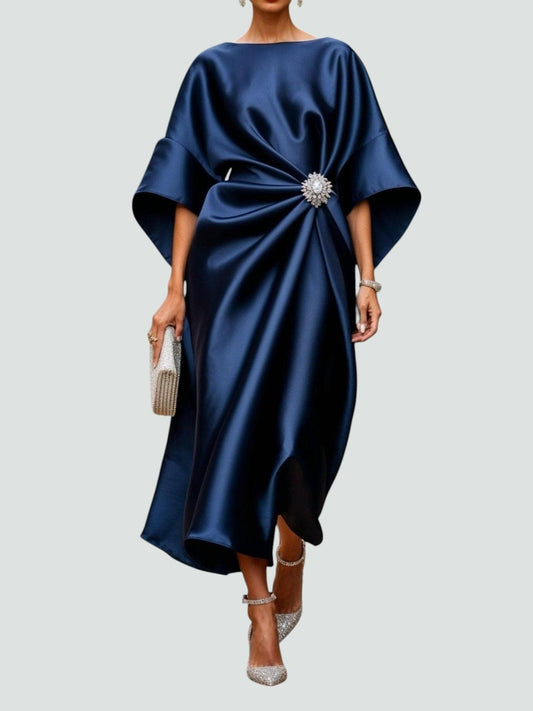 Katherine | Womens Draped Batwing Sleeve Midi Dress